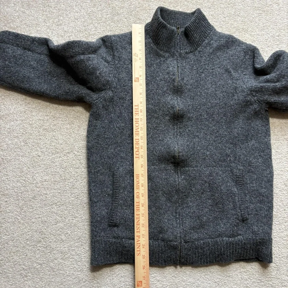 L.L.Bean Sweater LT 20x26 Gray‎ Lambswool Full Zip Mock Neck Plaid Lined Warm